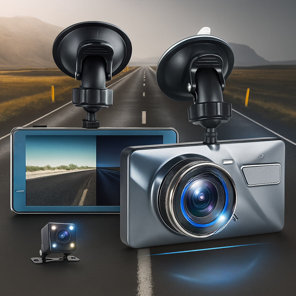 Dobbeltlinse Dashcam med Natvision - 1080p HD Sikkerhed