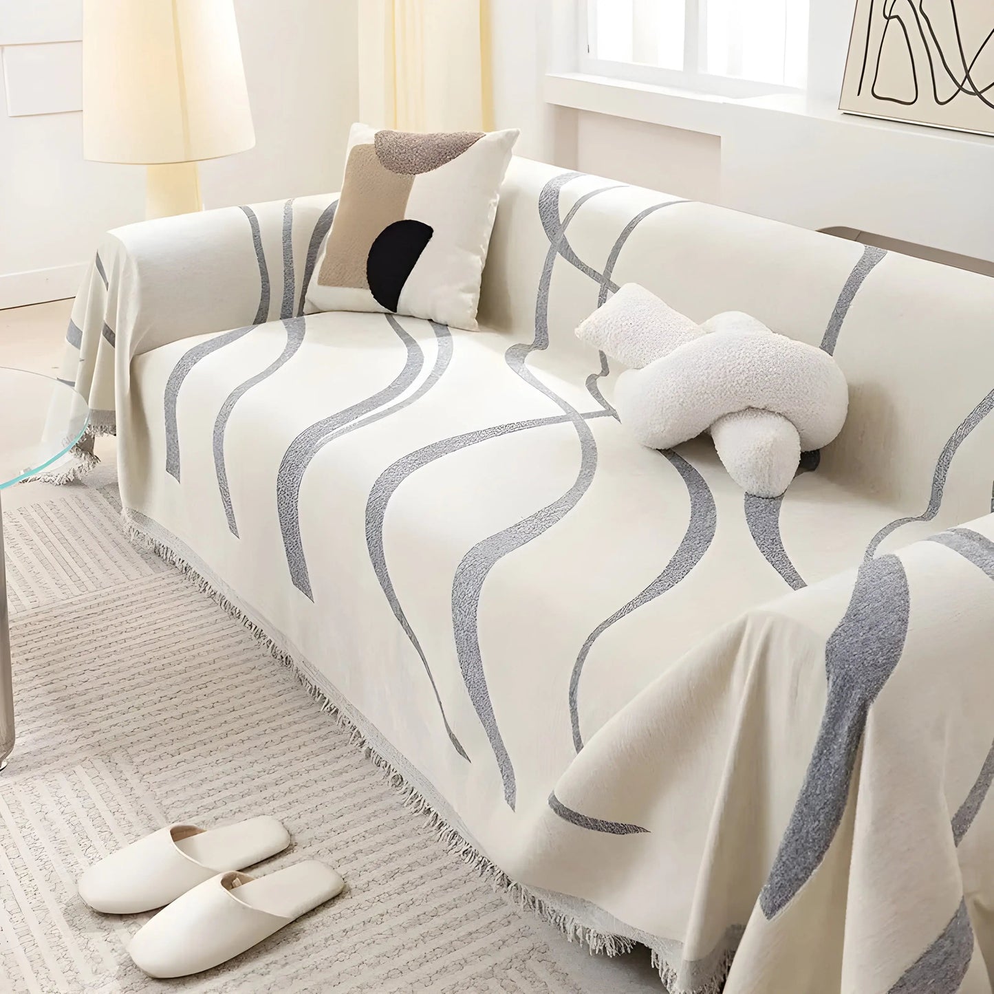 Vändbart sofföverdrag i chenille/bomull – Elegant design