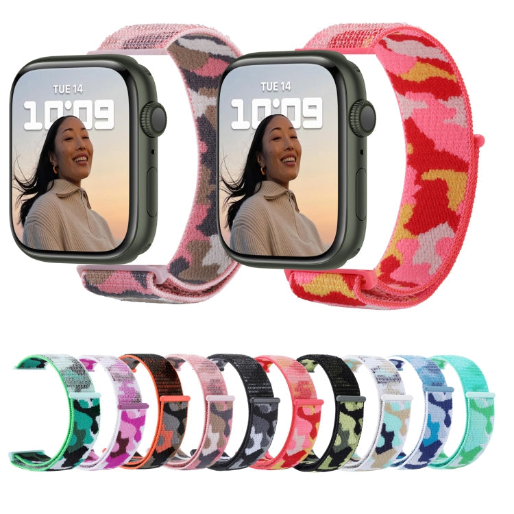 Nylonarmband för Apple Watch Ultra 49mm & Series 9, 8, 7, 6, 5, 4, 3, 2, 1 (Rosa Kamouflage)