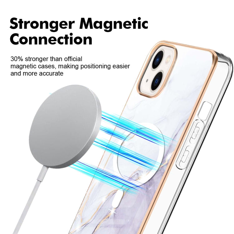 Stilfuld TPU håndtaske med marmor mønster til iPhone 15 Plus med magnetisk lukning