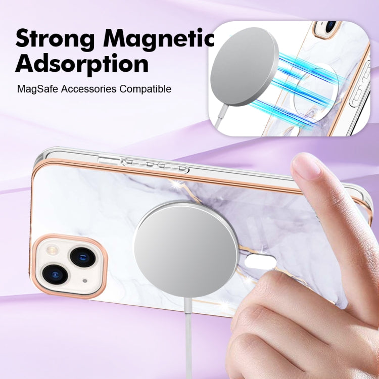 Stilfuld TPU håndtaske med marmor mønster til iPhone 15 Plus med magnetisk lukning