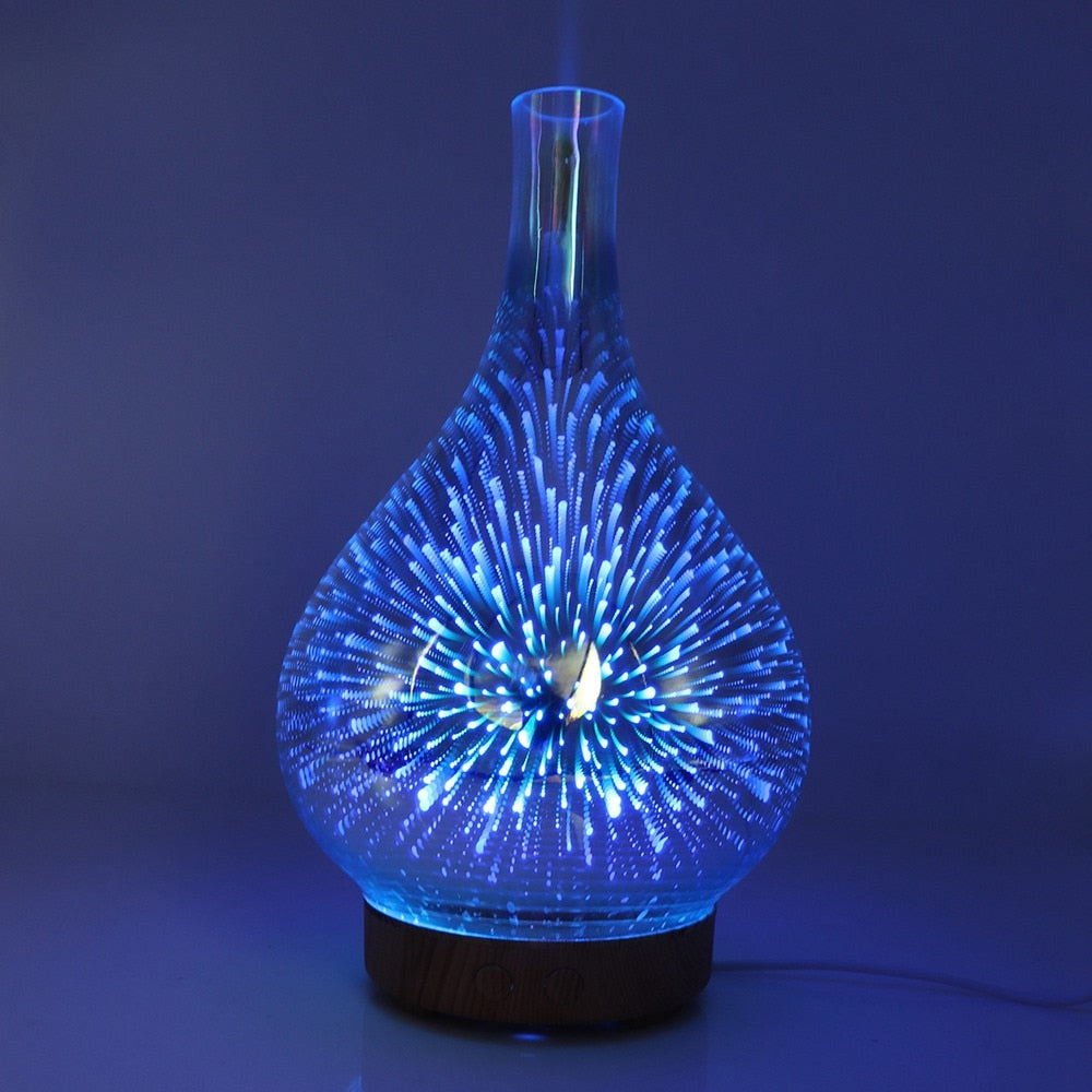 3D Glas Aroma Diffuser med LED Lys og Beroligende Effekt