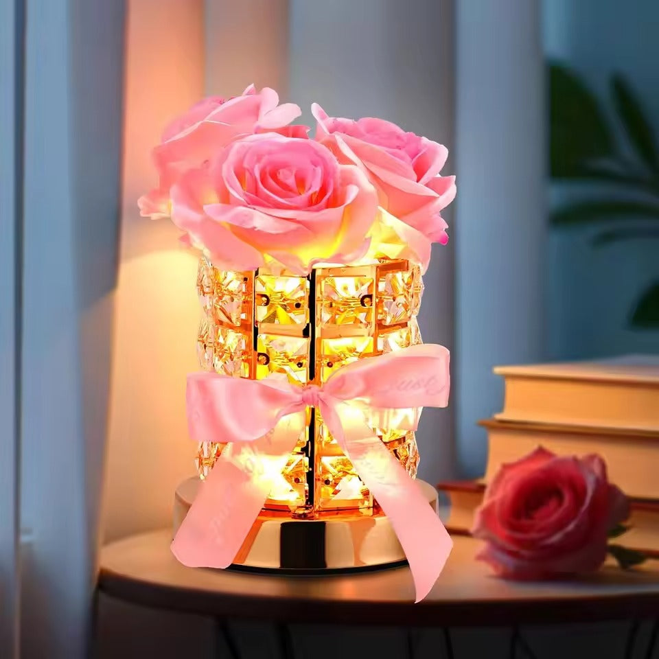 Rose Natbordslampe med Justerbar Lysstyrke og Batteridrift