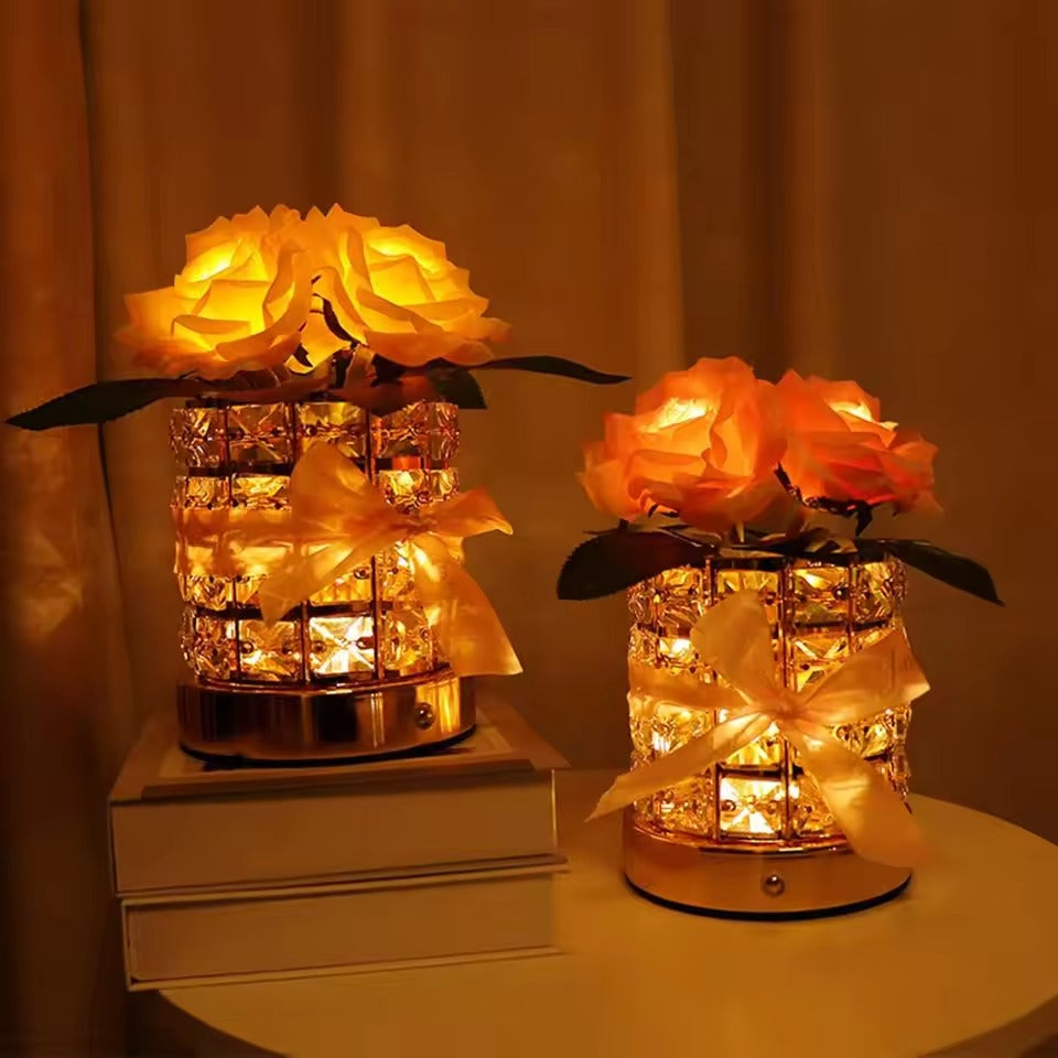 Rose Natbordslampe med Justerbar Lysstyrke og Batteridrift