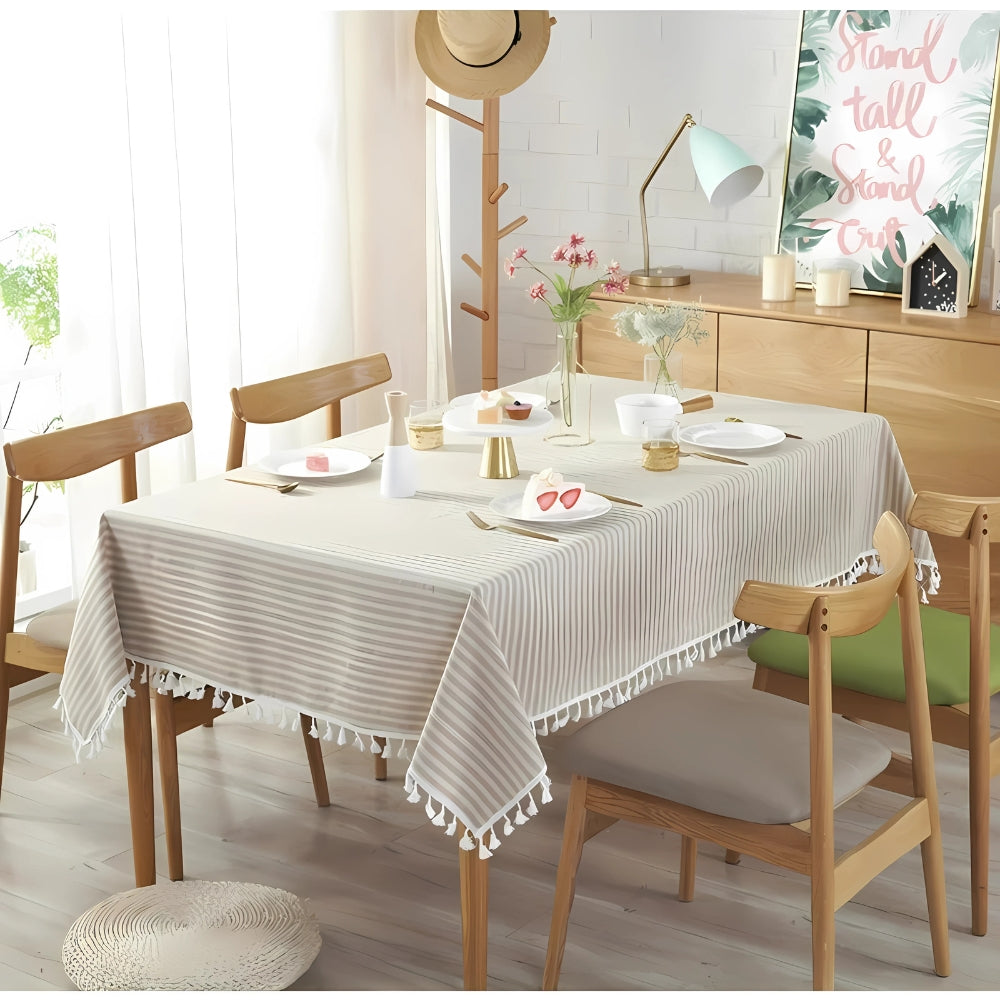 Elegant Stribet Tabeldug i Mikrofiberblanding - Nem Rengøring