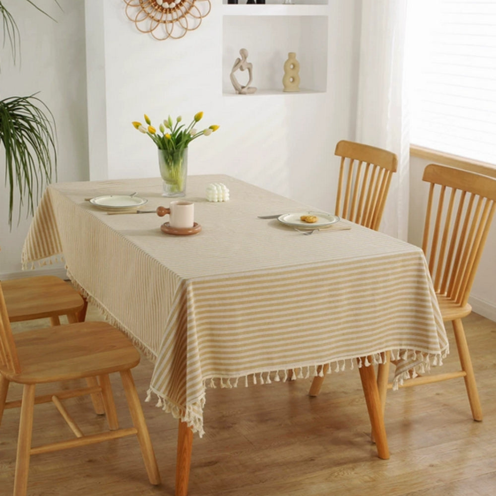 Elegant Stribet Tabeldug i Mikrofiberblanding - Nem Rengøring