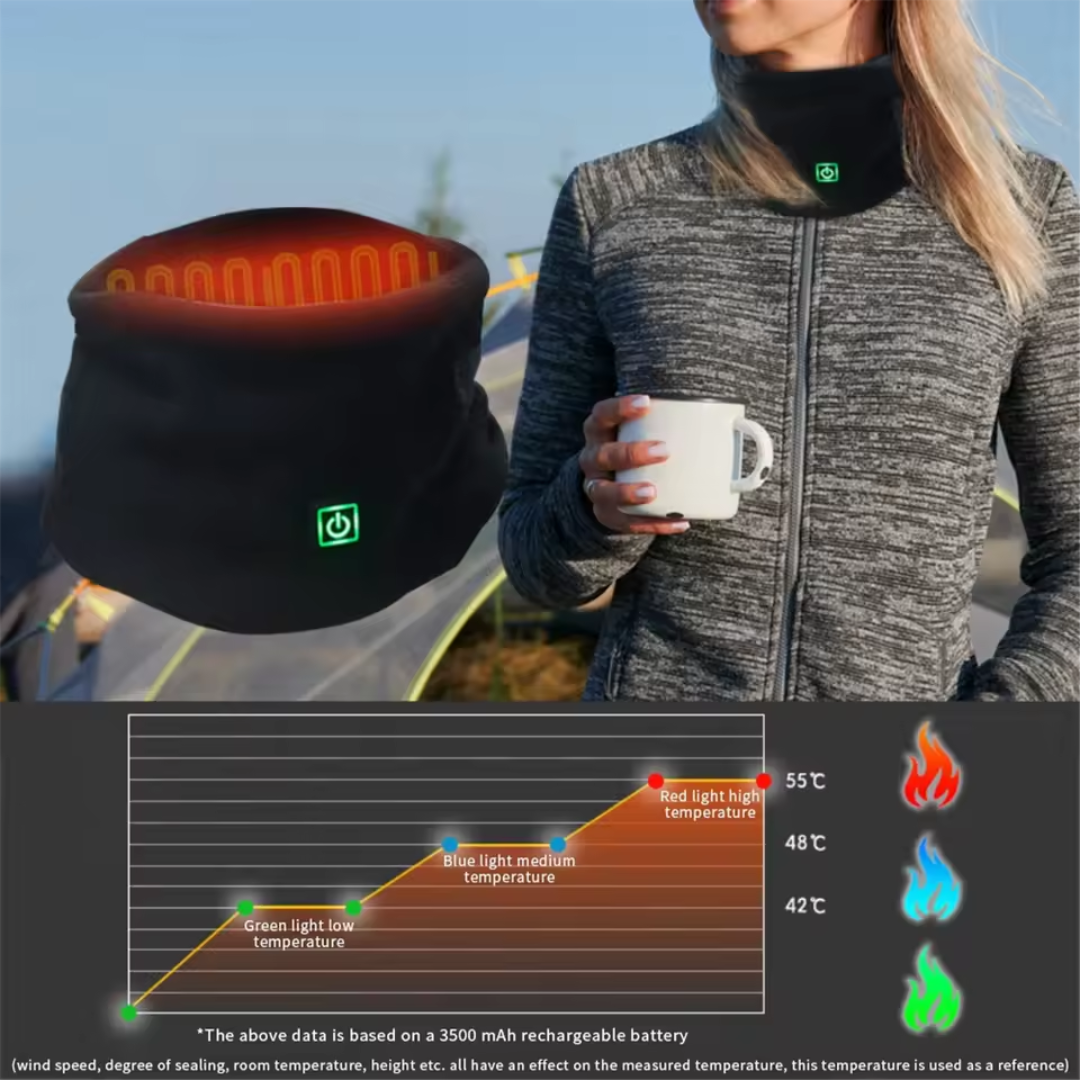 Elektrisk Uppvärmd Krage – Justerbar Värme & USB-laddning