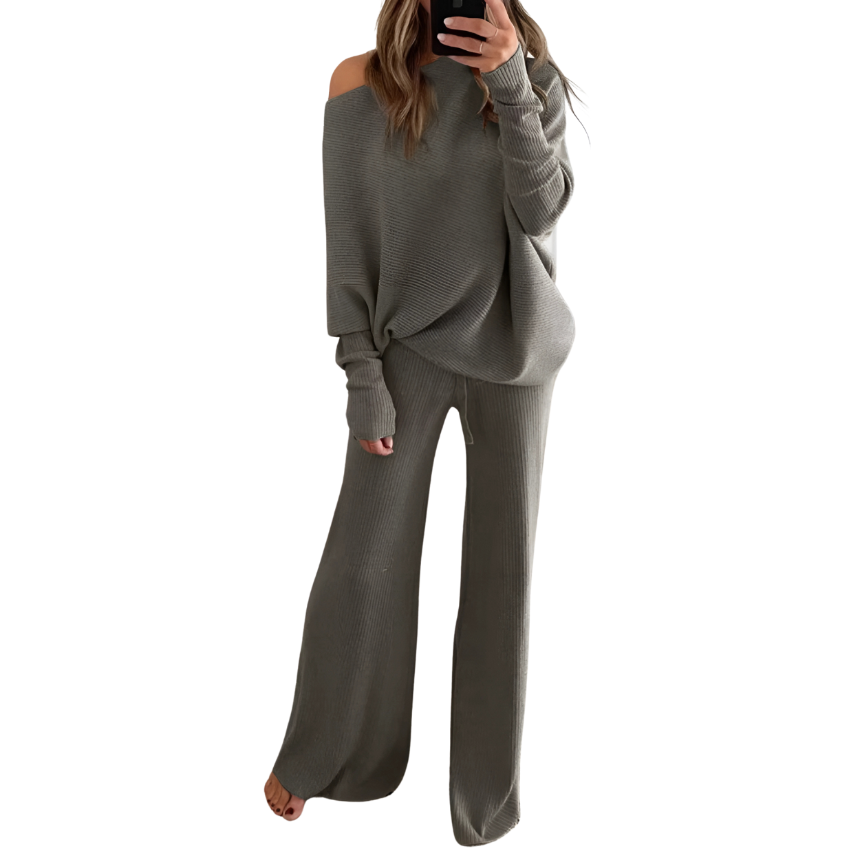 Elegant och bekvämt set med sweatshirt och byxor