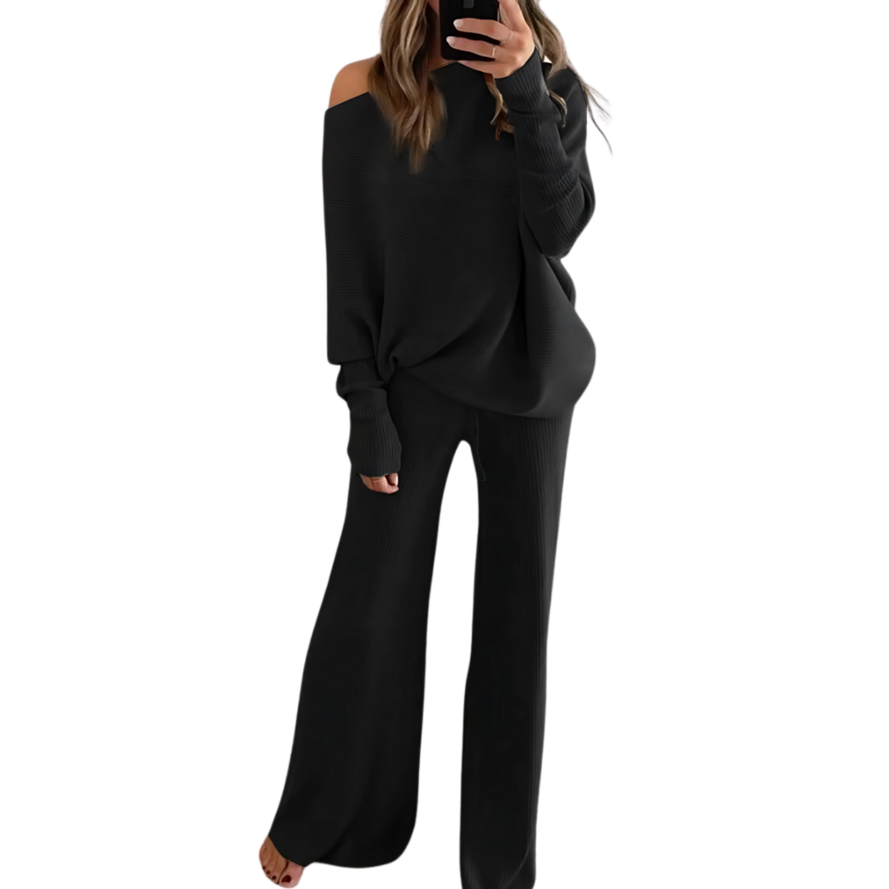 Elegant och bekvämt set med sweatshirt och byxor