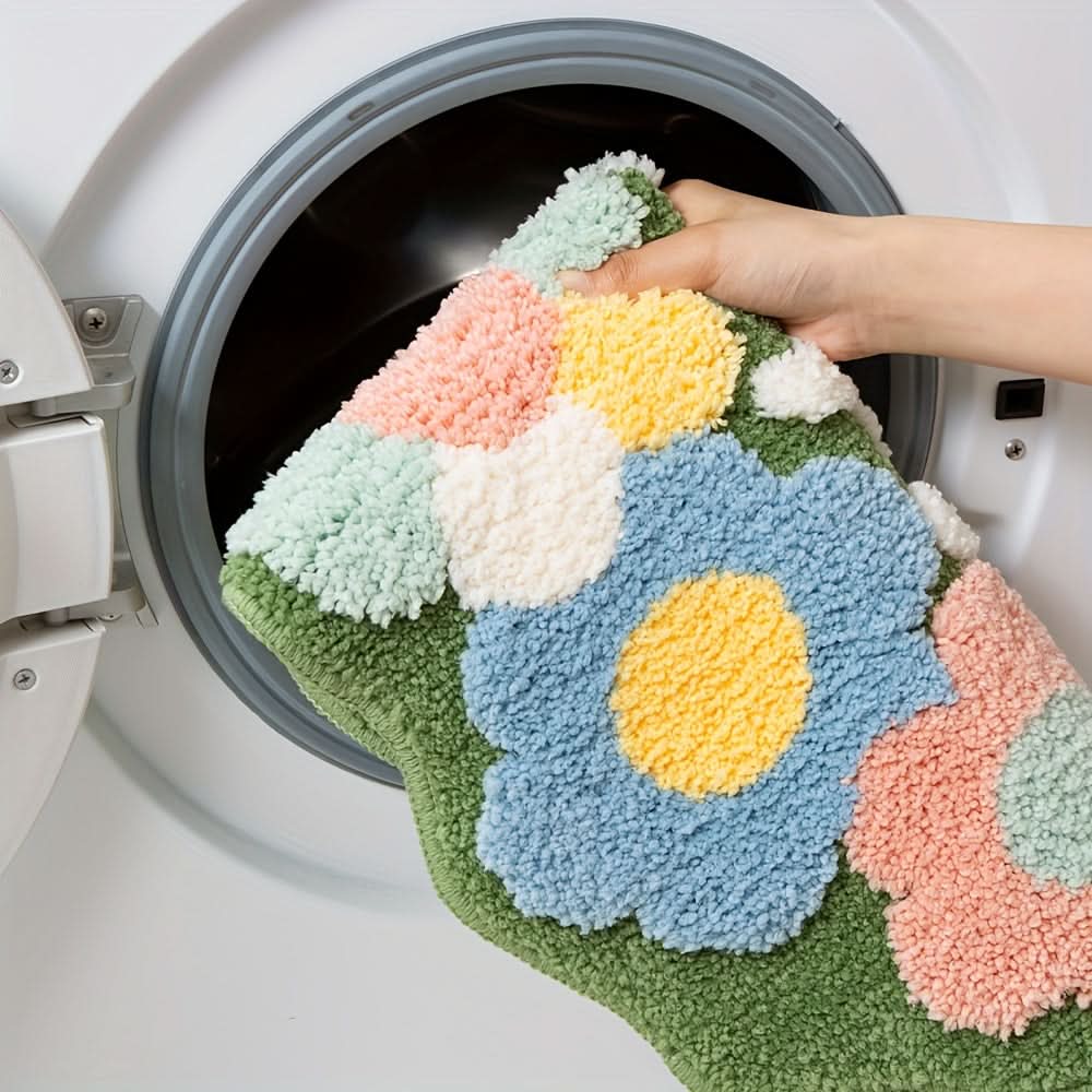 Absorberende Badeværelsesmåtte med Blomstermønster, Skridsikker