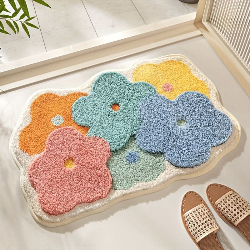 Absorberende Badeværelsesmåtte med Blomstermønster, Skridsikker