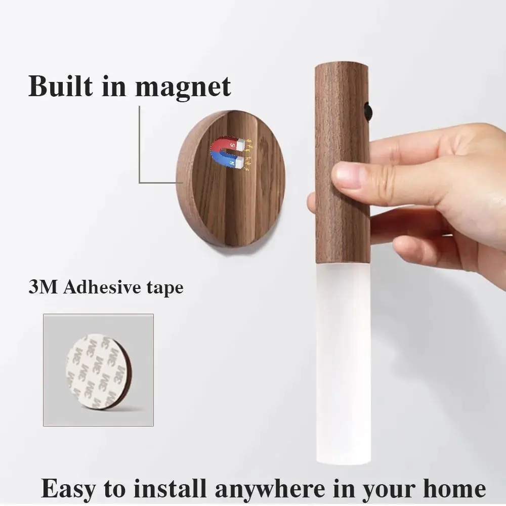 Smart LED Væglampe med Bevægelsessensor i Trædesign