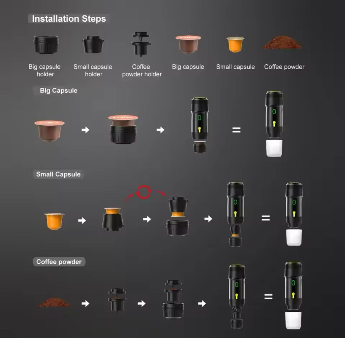 Bærbar Espressomaskine med Genopladeligt Batteri & Hurtig Brygning