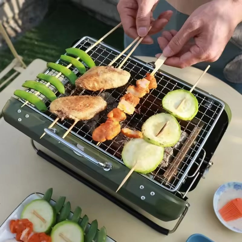 Bærbar Foldbar BBQ Grill i Rustfrit Stål - Perfekt til Camping