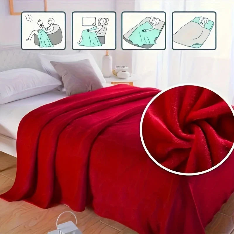 Blød fleece tæppe 150 × 200 cm | Varme hyggedecke til sofa, seng, rejser og camping