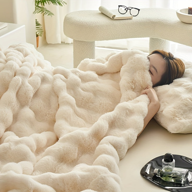 Blød Beige Fleeceplaid – Optimal Varme og Komfort