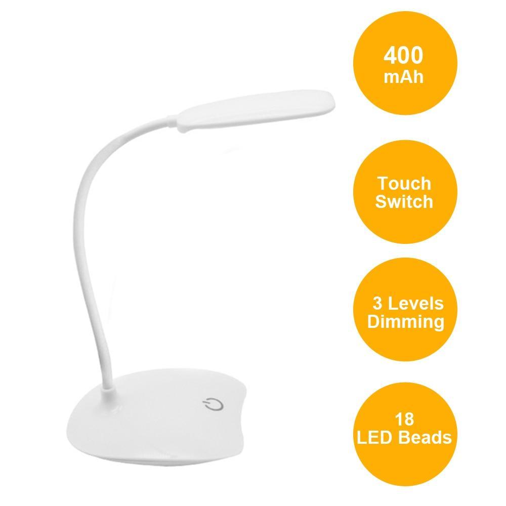 Flexibel 14 LED Golvlampa med Touchkontroll, 3 Ljusinställningar, USB Uppladdningsbar Läslampa för Sovrum