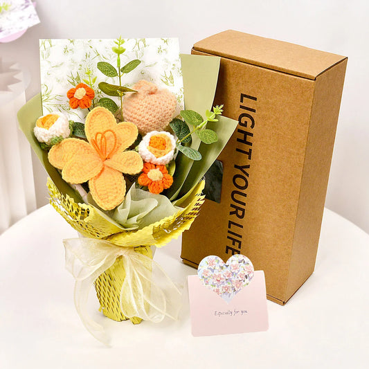 Handgjord virkad blomsterbukett - Evig skönhet för speciella tillfällen