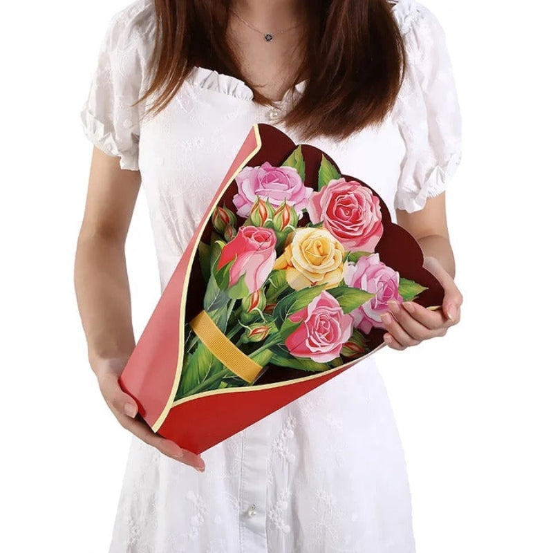 Evighedsbuket: Uforglemmelig 3D Blomsterhilsen i Kort