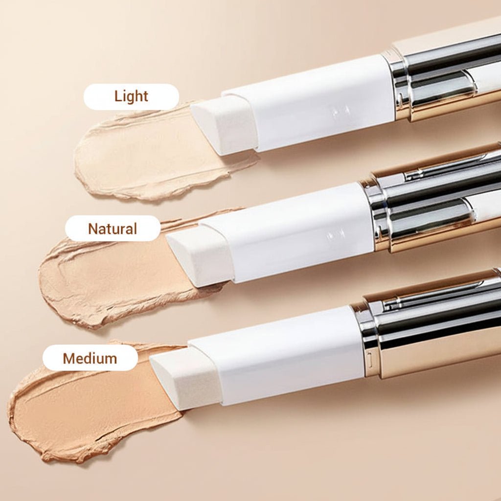 Dual-Endet Foundation Stick med Børste - Naturlig Glød