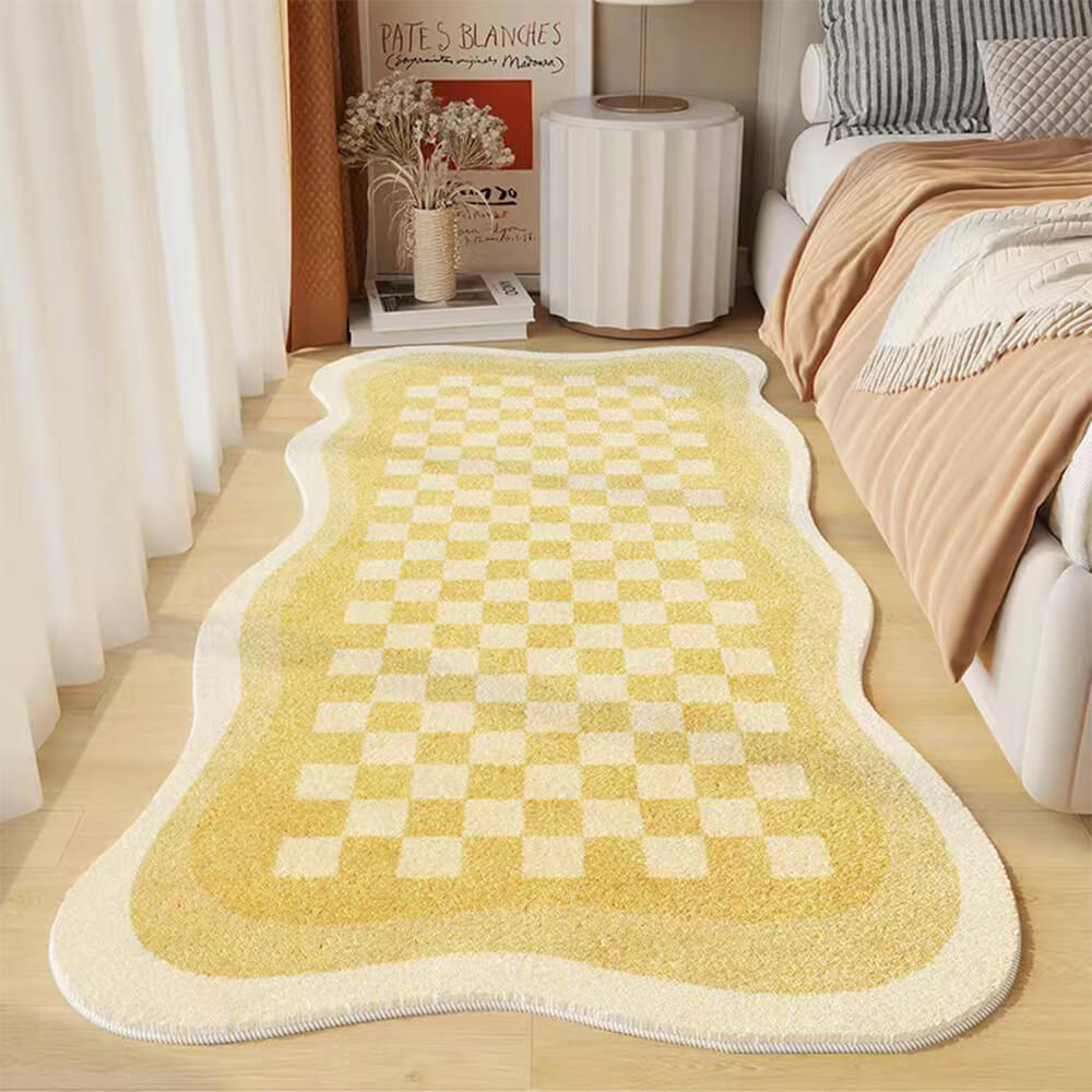 Faux Cashmere Nattduksmatta i Oregelbunden Form – Schackmönster