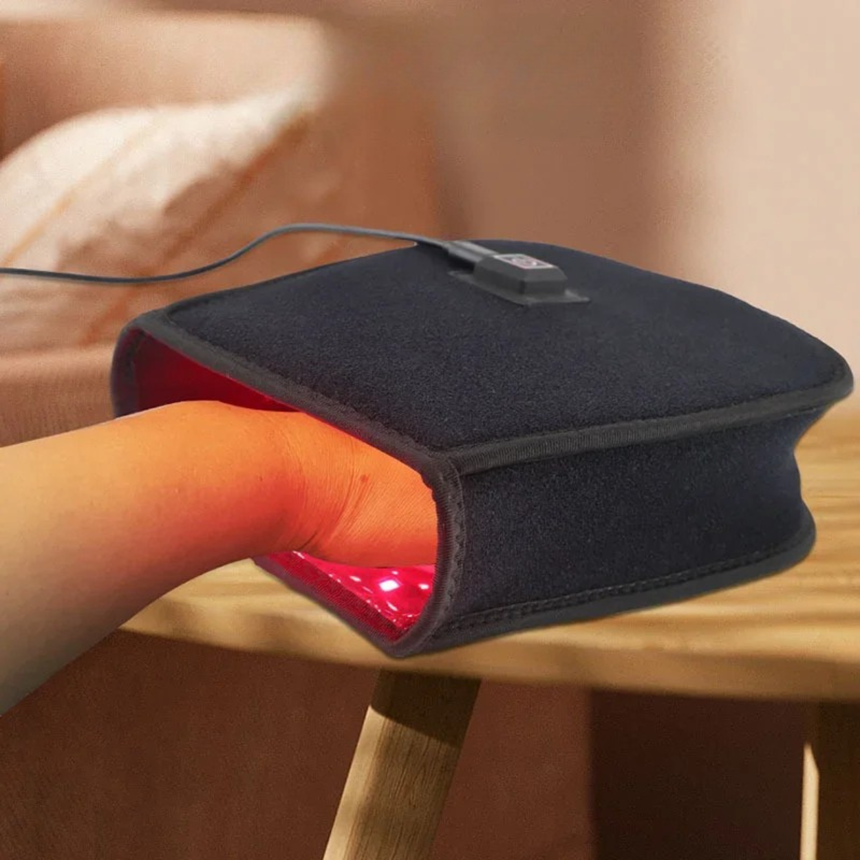 Uppvärmda LED-handskar för ljusterapi med rött och infrarött ljus