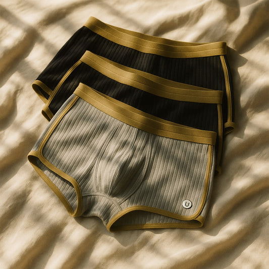 Komfortable Herre Boxershorts med Ribmønster og Elastisk Talje