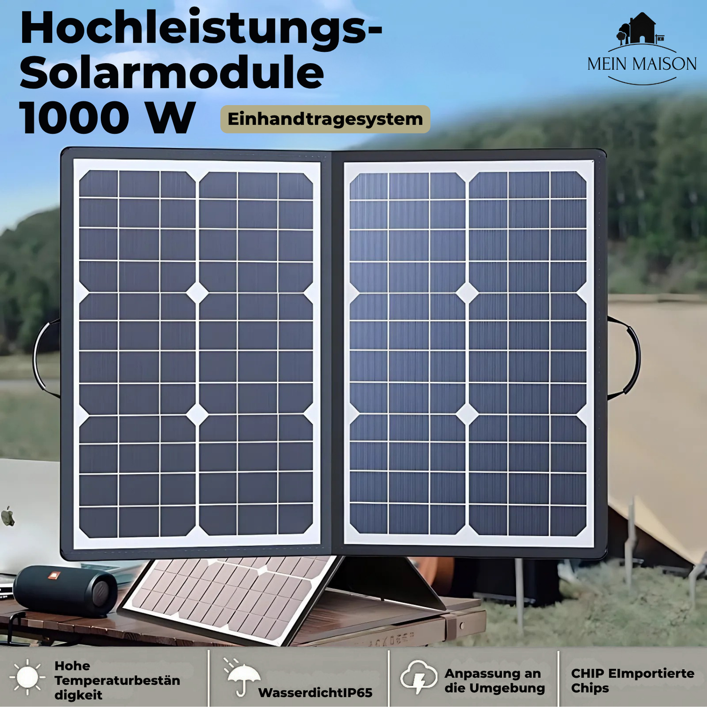 Flexibel solpanelssats 1000W för camping och resor
