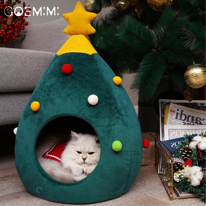 Katte seng med juletræ design