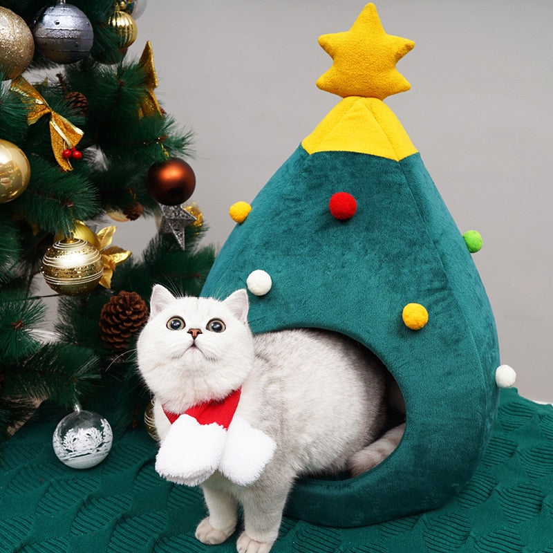 Katte seng med juletræ design