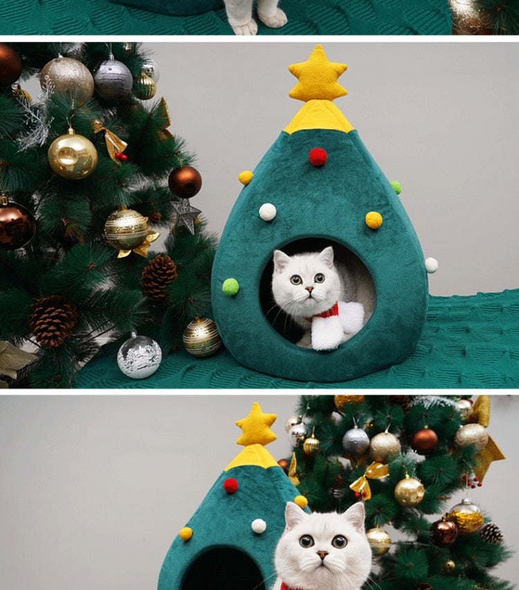 Katte seng med juletræ design