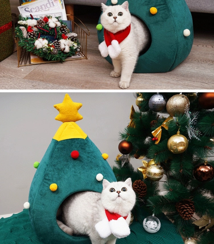 Katte seng med juletræ design