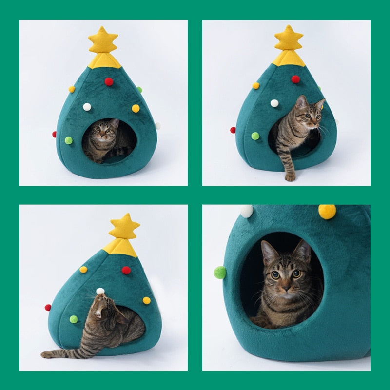 Katte seng med juletræ design
