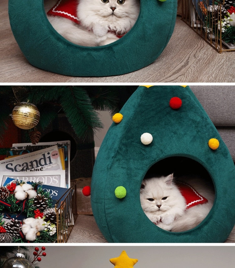 Katte seng med juletræ design