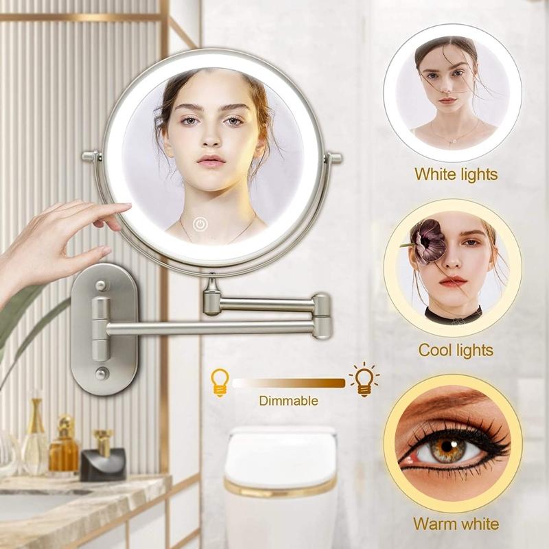 Elegant Makeup-spejl med LED & Variabel Forstørrelse