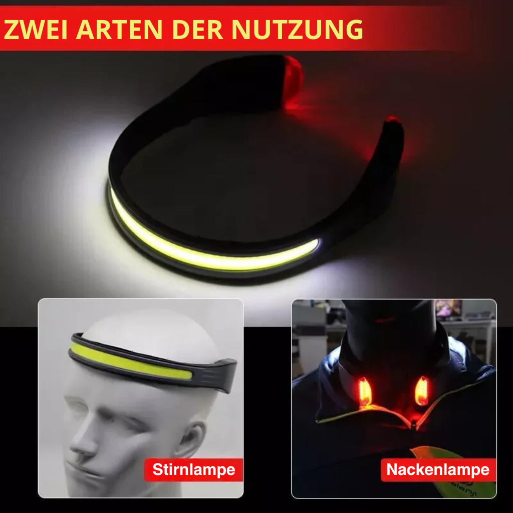 Hovedlampe med kraftig LED og bred stråle – Lysstyrke