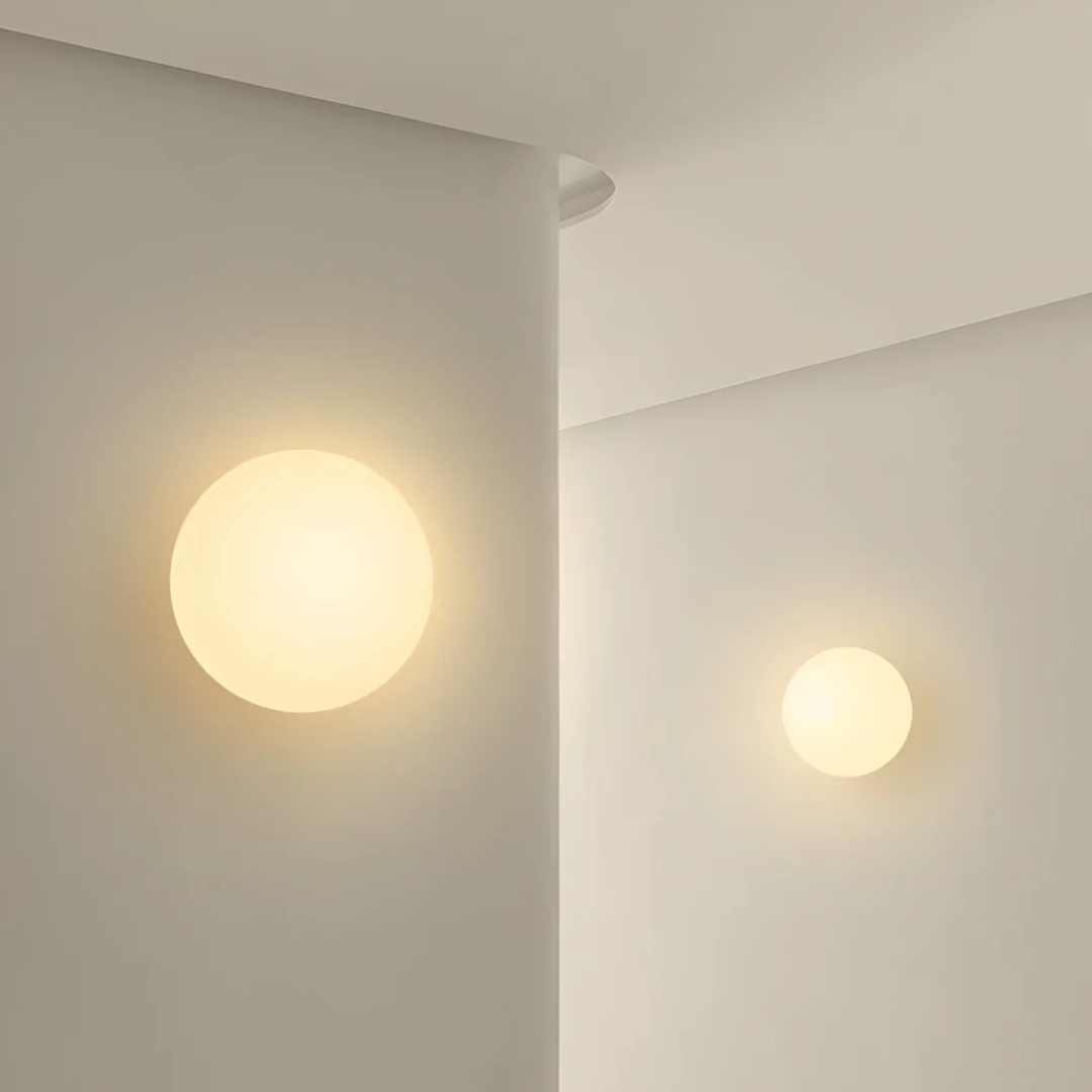 Modern LED-vägglampa i glas för mjukt inomhusljus