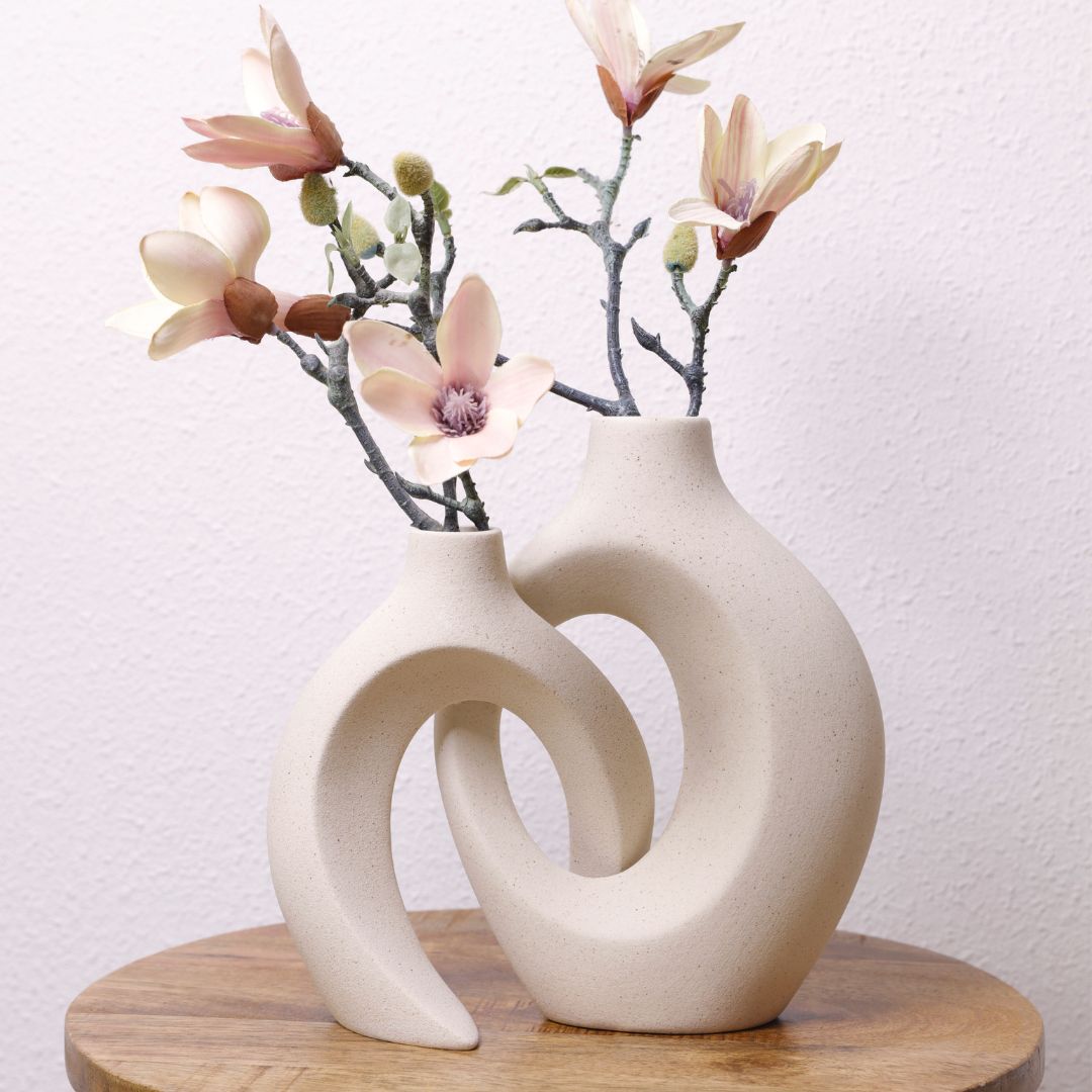 Unik Blomster Vase i Flettet Keramikdesign