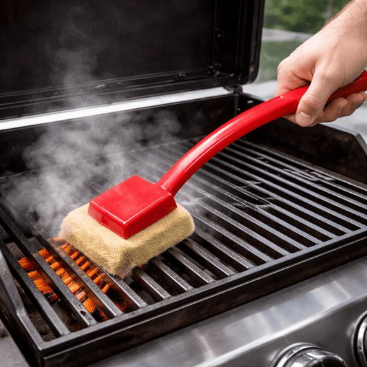 Sikker Bristlefri Grillbørste med Damp og Langt Skaft