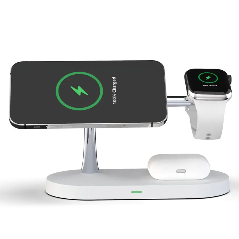Trådløs 3-i-1 Oplader til Smartphone, Ur & Høretelefoner