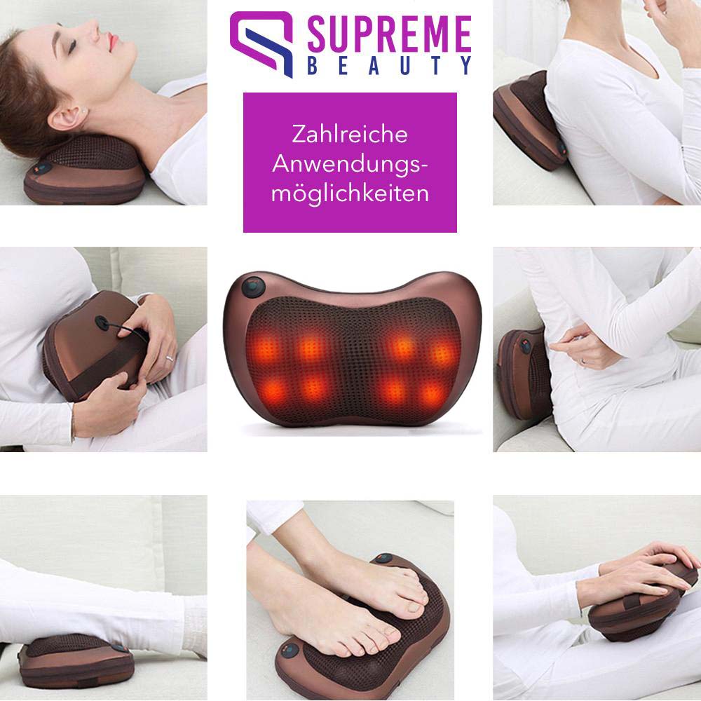 Bärbar Shiatsu-massagekudde med djup värmemassage