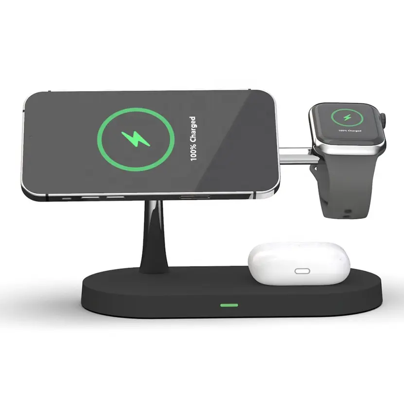 Trådløs 3-i-1 Oplader til Smartphone, Ur & Høretelefoner