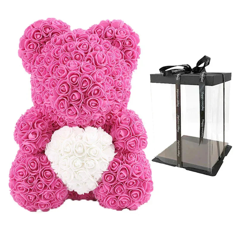 Evigt Blomstrende Rosa Bamse | Håndlavet Elegance til Kærlighedsøjeblikke