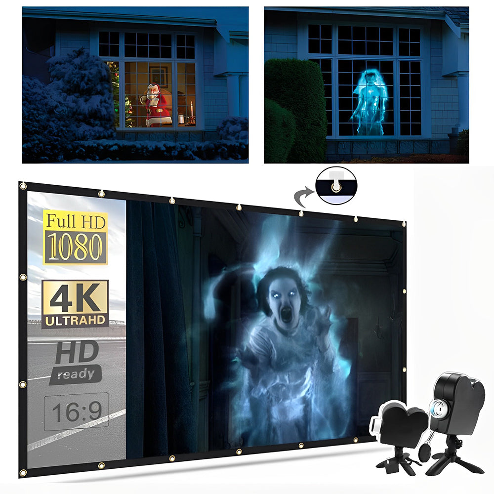 Holografisk projektor för Halloween med 12 videor och ljud för fönster