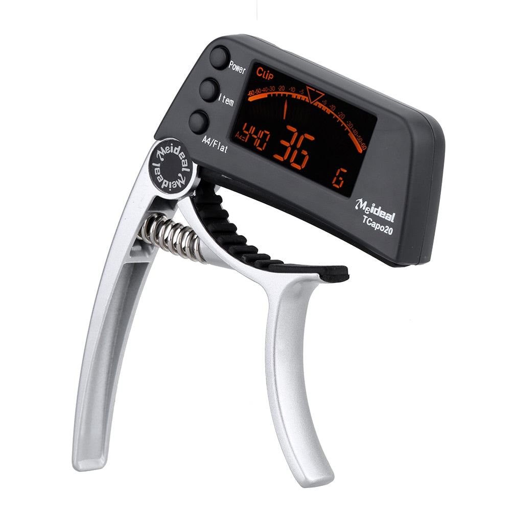 Professionelt 2-i-1 Capo og Tuner til Guitare