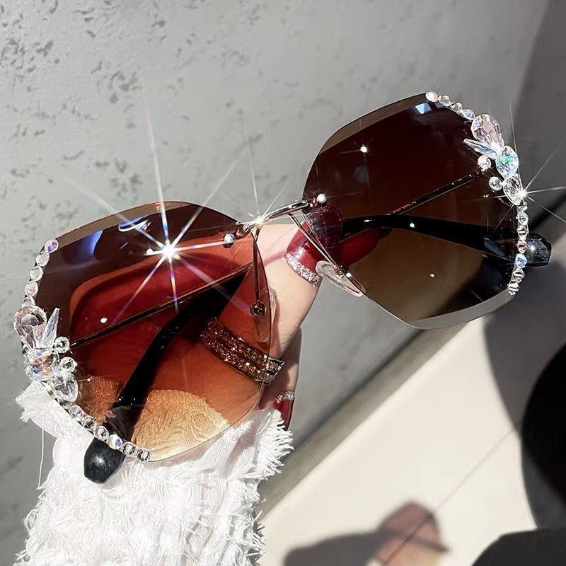Rammeløse solbriller med strass