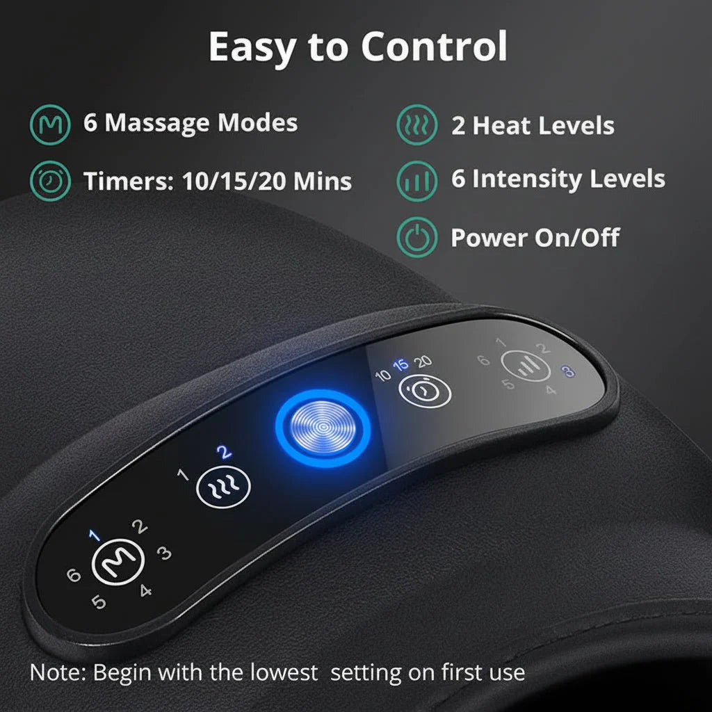 Trådlös Elektrisk Handmassageapparat med Värme och Akupressur