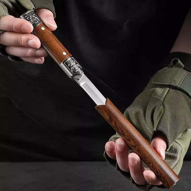 Håndlavet japansk-inspireret utility kniv med trækahåndtag