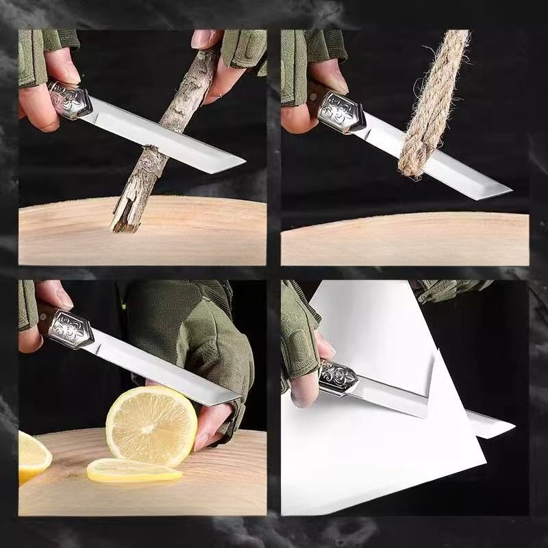 Håndlavet japansk-inspireret utility kniv med trækahåndtag