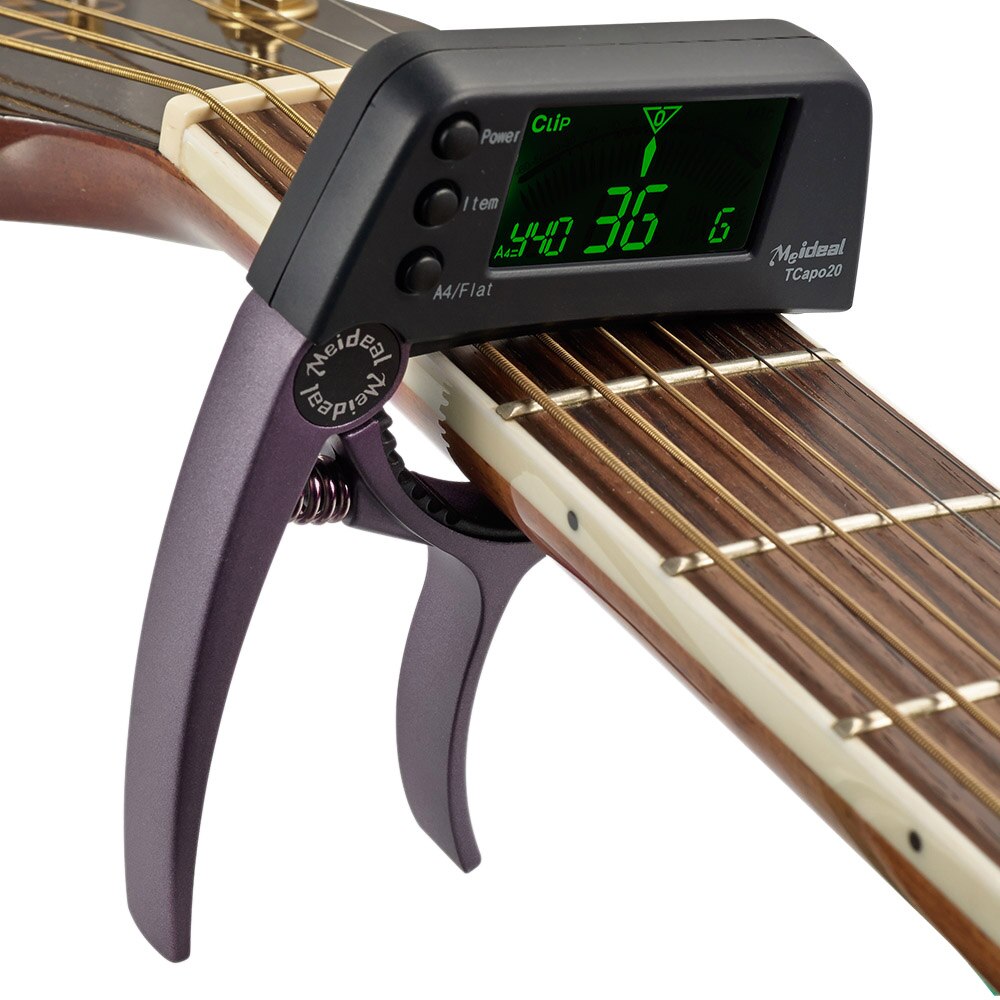 Professionelt 2-i-1 Capo og Tuner til Guitare